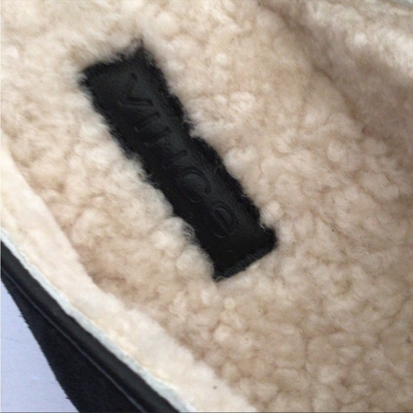 VINCE Black Fur Slides sz 7 NEW - Picture 3 of 6